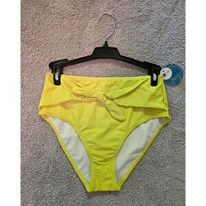 JCPenney Yellow Solid High Rise High-Waisted Bow Swim Bottom Women's